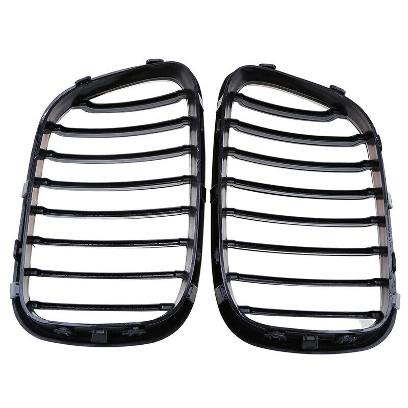 Pair Fit BMW X5 E53 2000 2001 2002 2003 Front Bumper Kidney Grilles Gloss Black