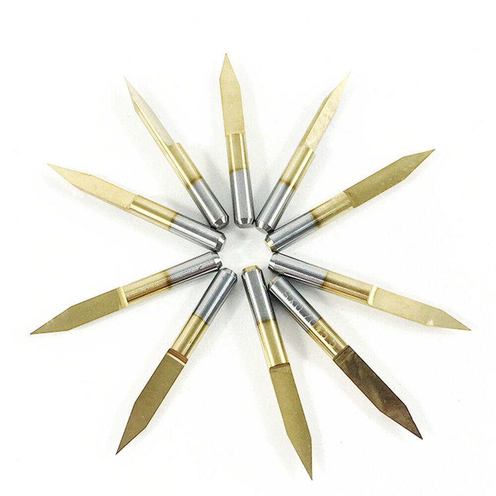 10pcs Titanium Coated Carbide PCB Engraving Bits CNC Router Tool 25 Degree 0.2mm