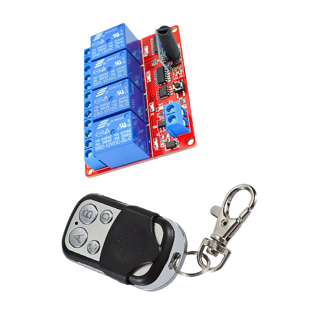 12V 4-Key Remote Control For LED Strip Light, Door, Window Control 4CH Relay