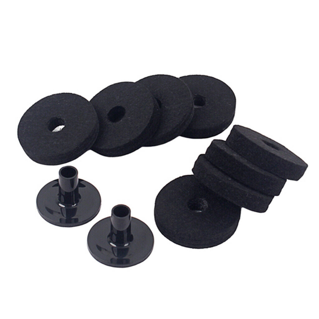 Drum Felt Washer Cymbal Sleeves Replacement Kit Parts for Drum Black 50mm,
