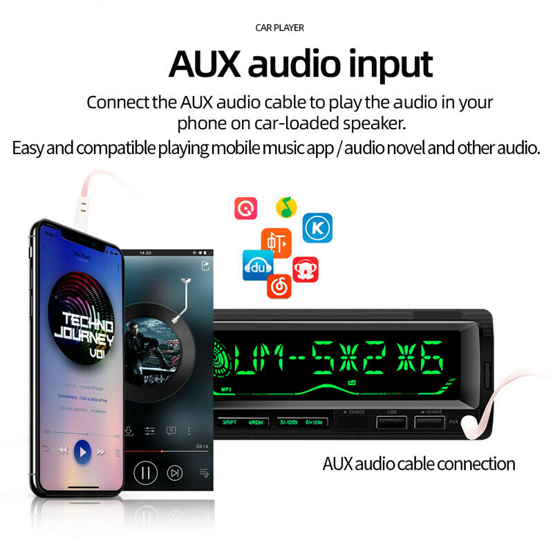 4-Channel Bt Radio Audio Car Stereo MP3 Player Remote Control USB w/ Microphone