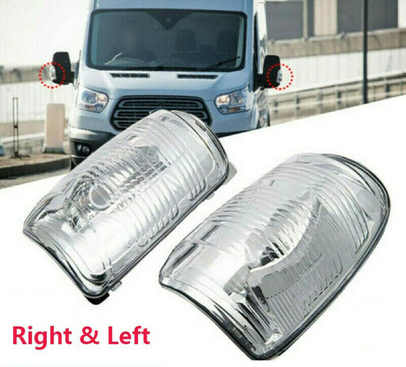 Pair Wing Mirror Indicator Lens Cover Case Clear For Ford Transit Mk8 2014-2020