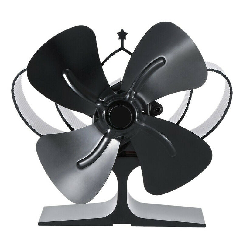 Mini 4 Blade Wood Stove Fan Fireplace Fire Heat Powered Saving Ecofan Silent