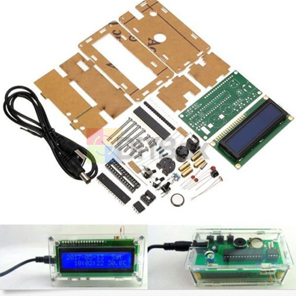 LCD1602 5V Multifunctional Backlight Electronic Clock DIY Kits With Acrylic Case