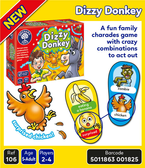 Orchard Toys 106 Dizzy Donkey Action Game Charades-Style Gaming Family Children
