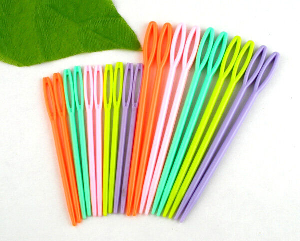 12PCs Plastic Sewing Knitting Cross Stitch Darning Needles Children's Multicolo