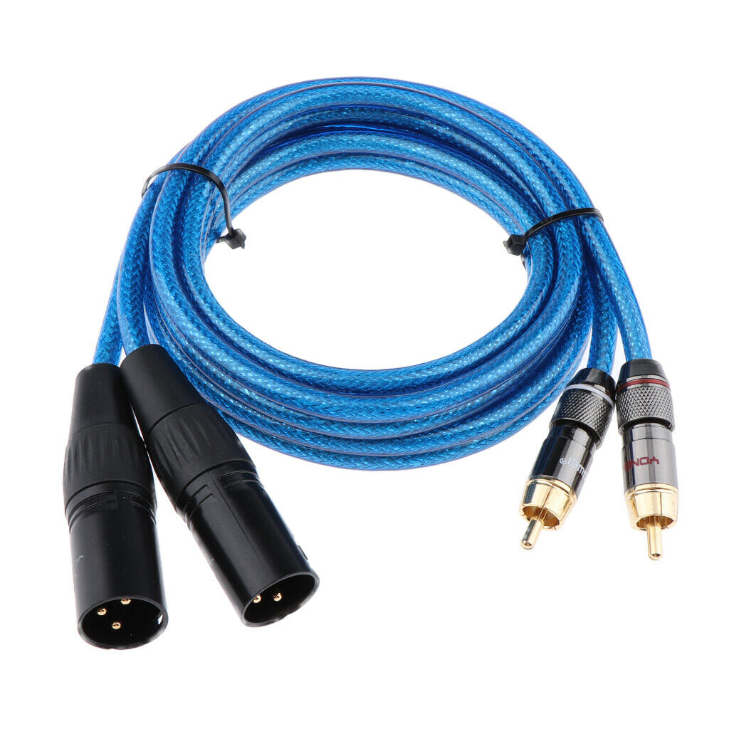 2 XLR Male to 2 RCA Male HIFI Audio Cable for Amplifier Mixer 150cm
