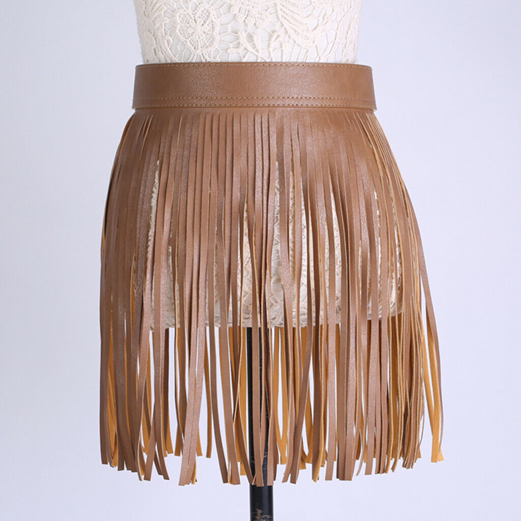Fashion Women Tassel Skirt for Casual Dressing,Dance,Tavel,Party 35CM Brown