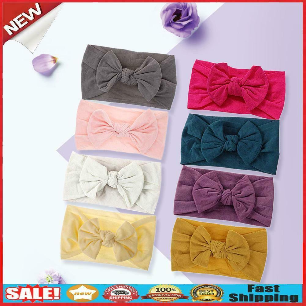 8pcs Infants Cotton Bowknot Wide-brimmed Hairbands Child Baby Hair Supplies @