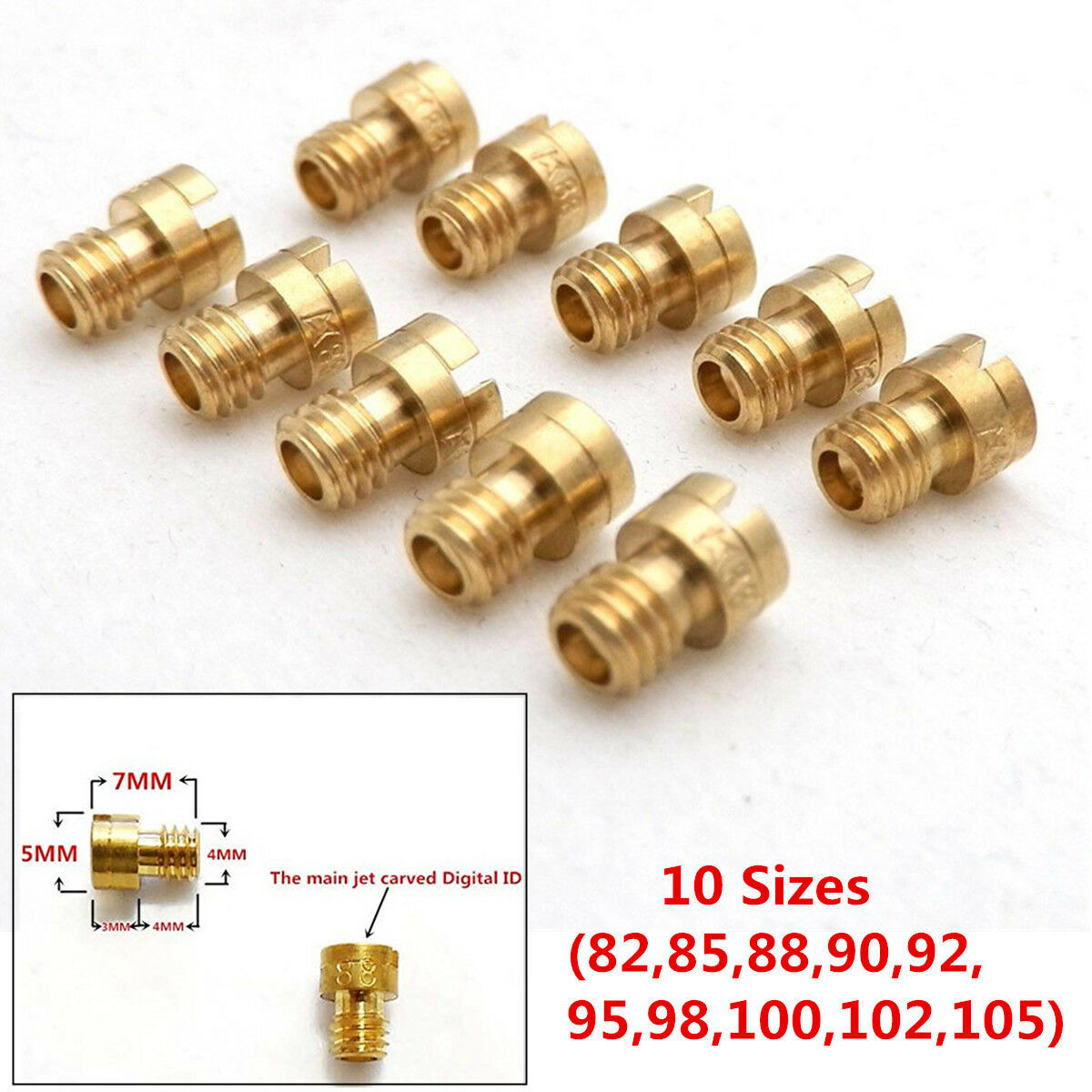 10x Round Head Main Jet 4mm for GY6 50cc 139QMB Scooter Carb PZ19 82-105 10Sizes