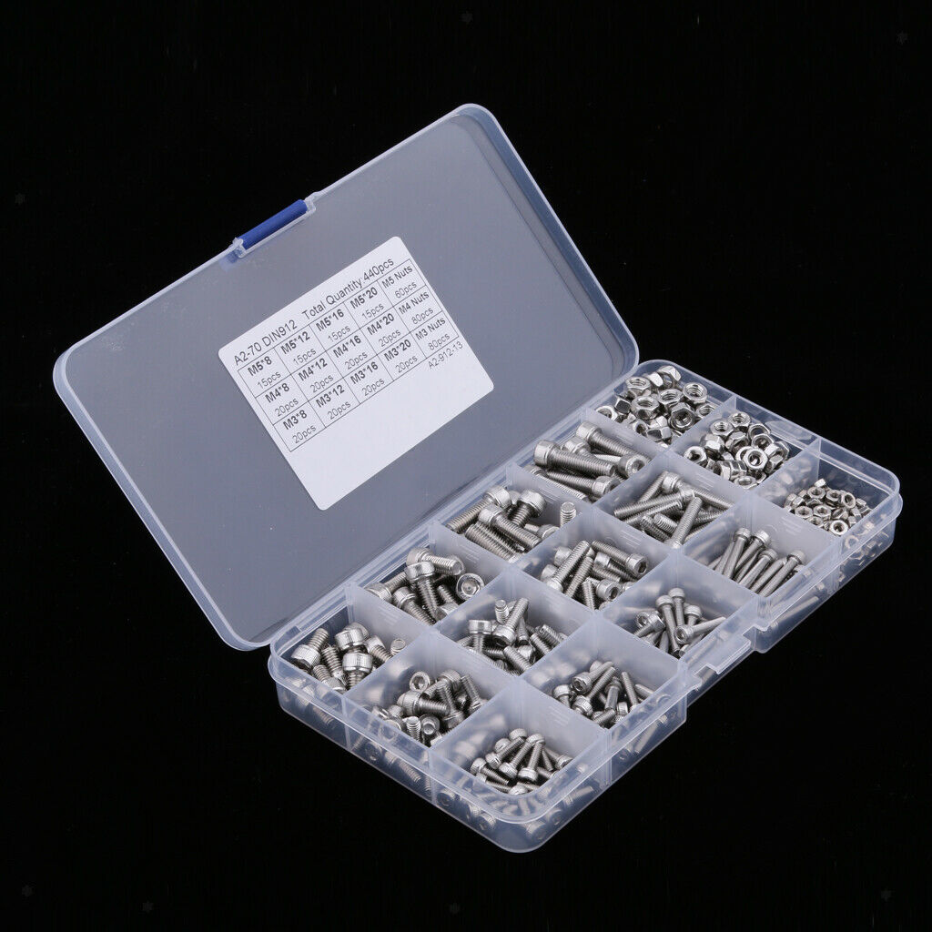 440pcs 304 M3  M5 Stainless Steel Screws for Electrical Equipment