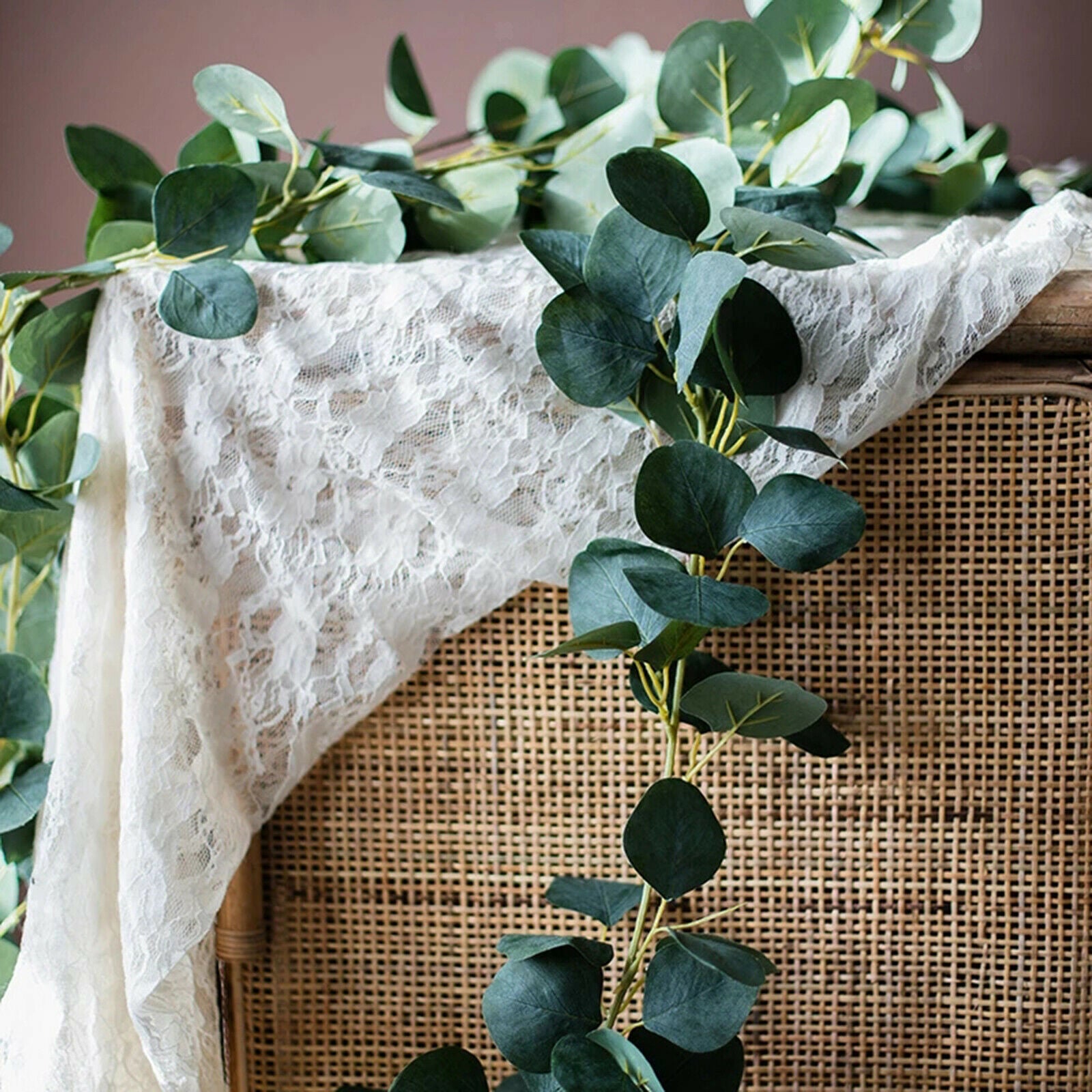 Faux Eucalyptus Garland Silk Vines Foliage Spring Party Wall Doorway Decors
