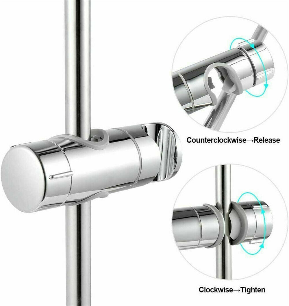 18-25mm Strong Shower Head Riser Rail Clamp Bracket Holder Twist Chrome Finish