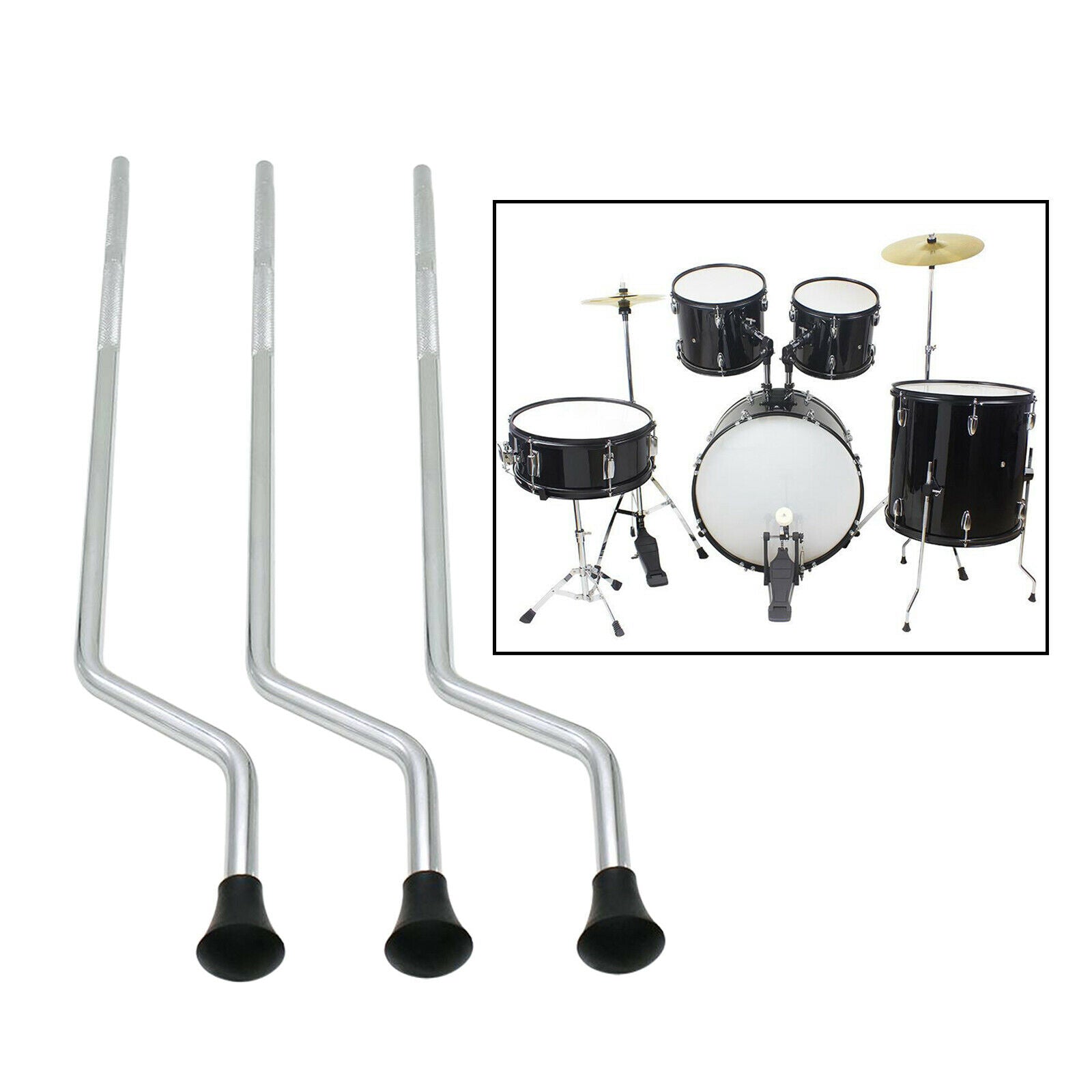 3pcs Floor Tom Drum Legs Rubber Feet Replacement Parts Accessories Metal DIY