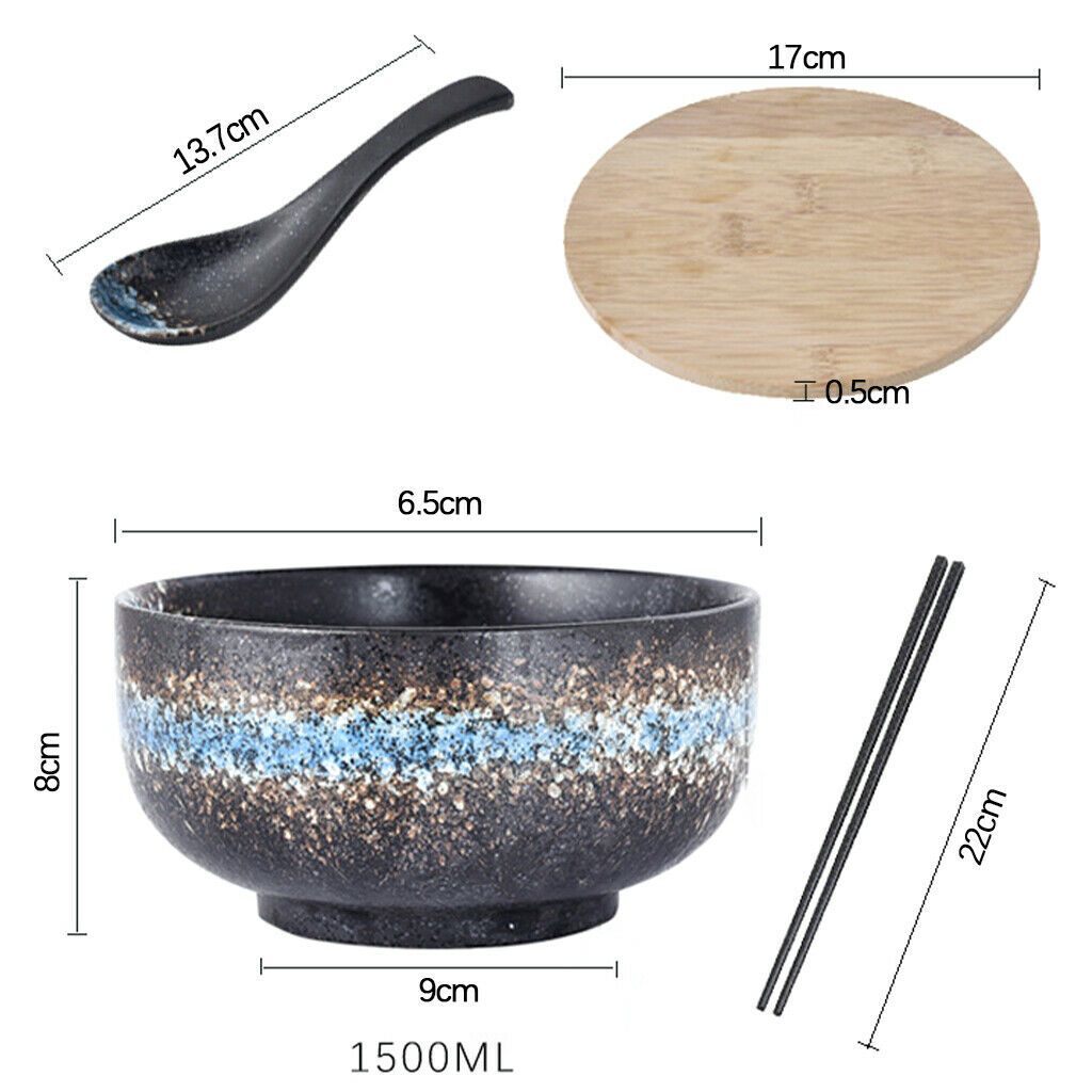 Japanese Ramen Bowl Large with Lid and Spoon Soup Tableware Accessory Gifts