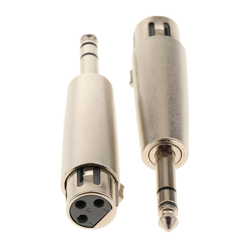 2x XLR 3-Pin Female to 6.35mm Mono Male Plugs Jacks, Audio Cable Mic Adapter