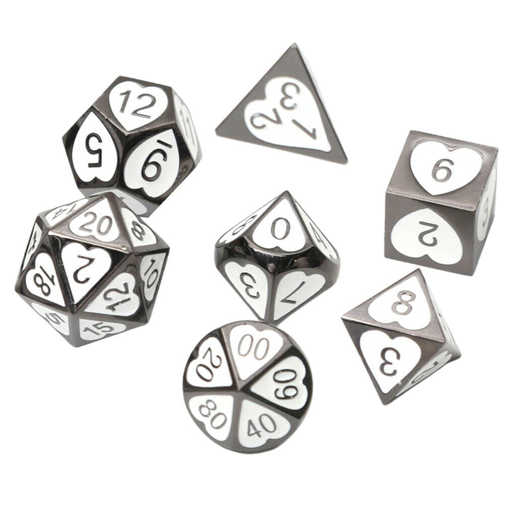 7x Solid Metal Multi Side Numeral Dice for Role Play Casino Toys Supplies 07