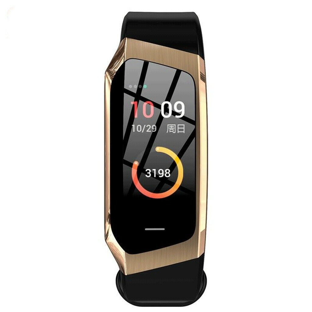E18 Smart Bracelet Blood Pressure HeartRate Monitor Tracker Black +Golden