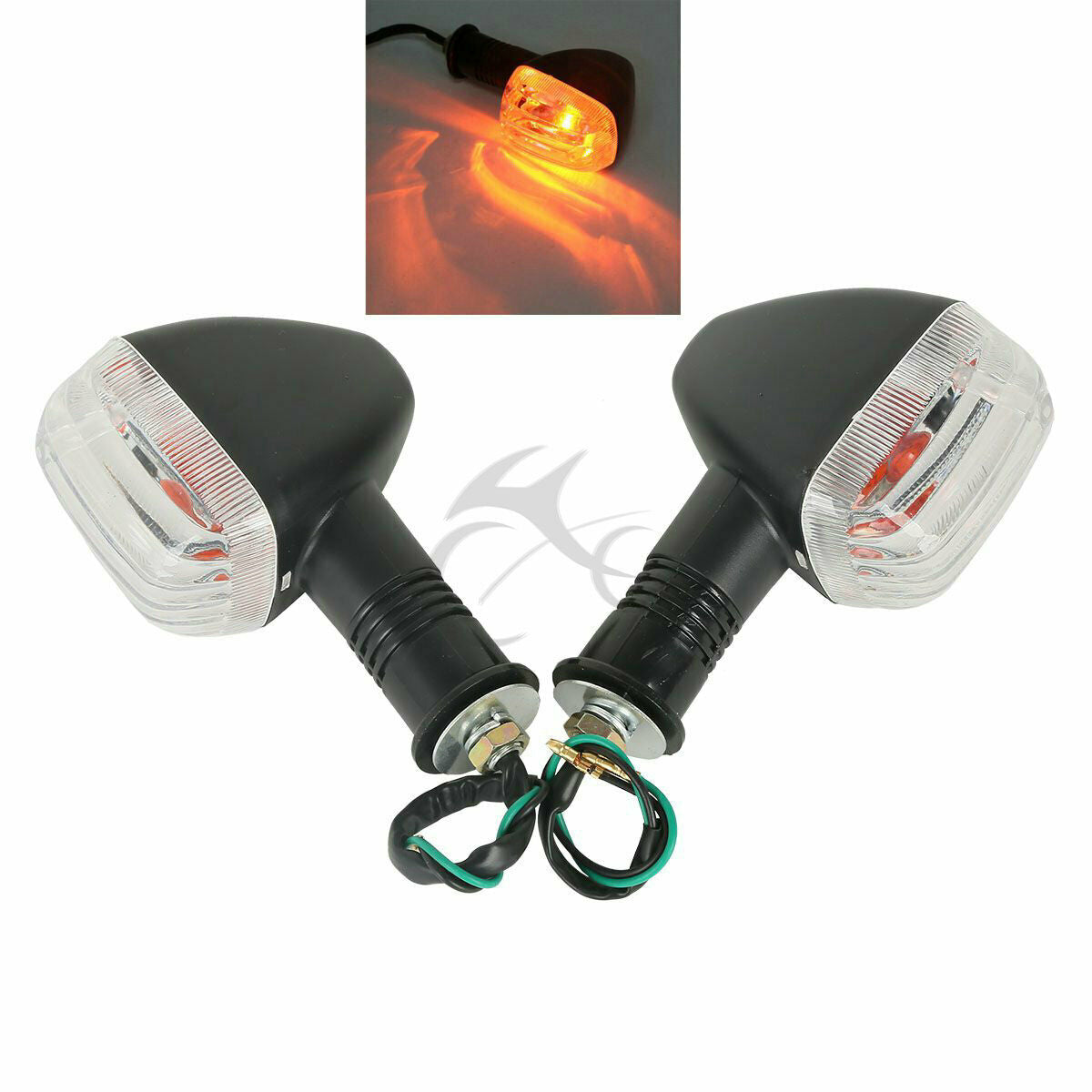 Turn Signal Indicator Light Clear Lens Amber LED For Suzuki GSX-R400 GSXR 400