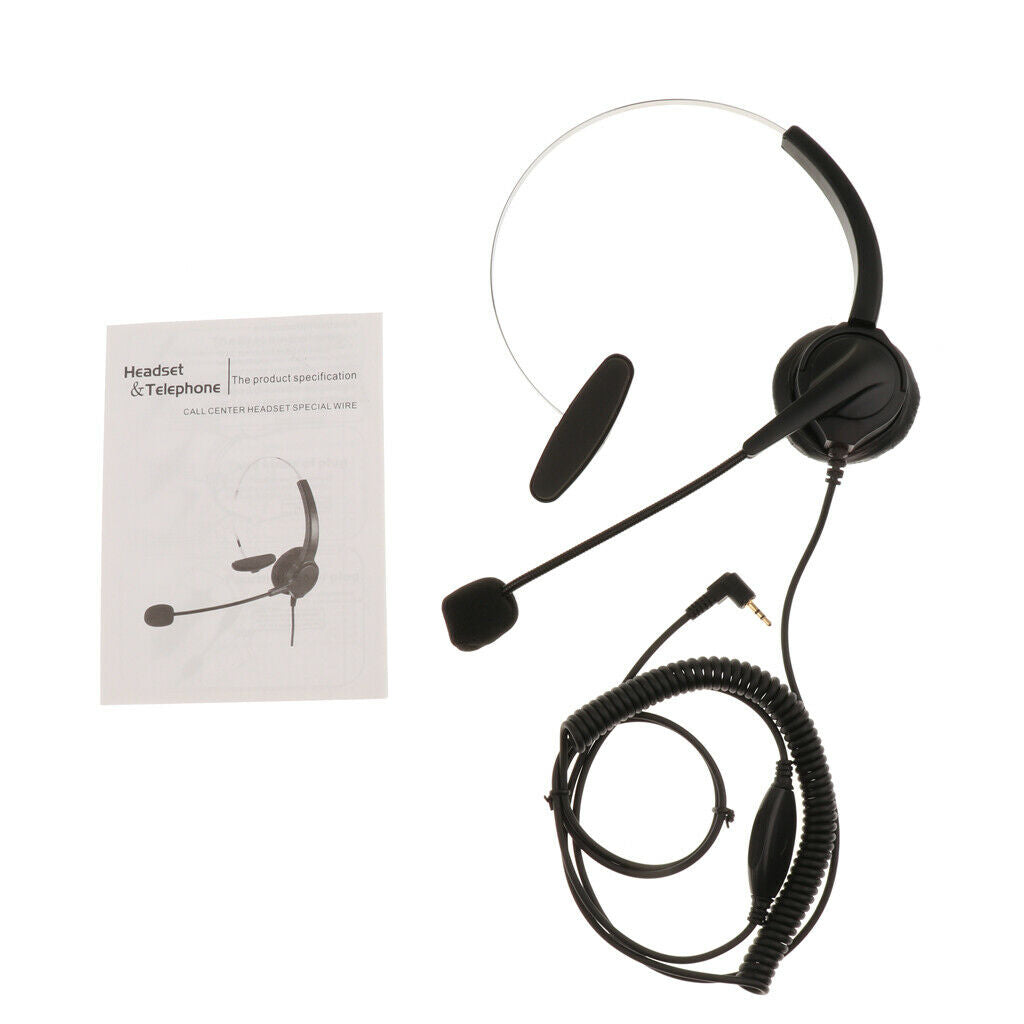 Ear Noise Canceling Call Center Office Headset with 2.5mm Adapter Cable