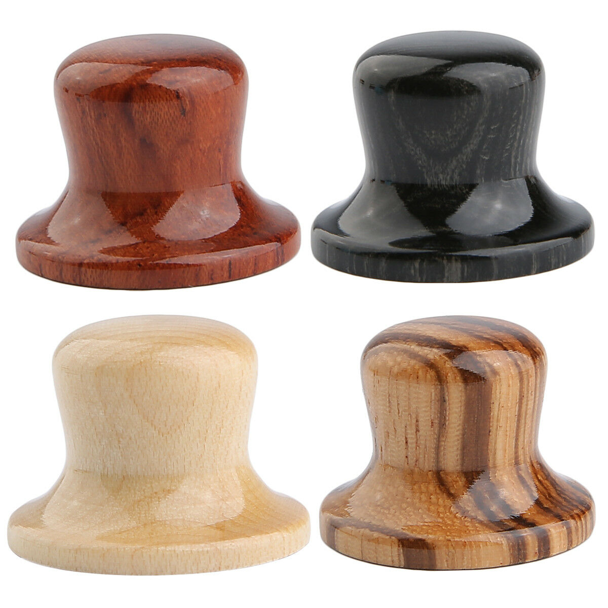 4x Zebra Wooden Guitar Bass Top Hat Knobs Wood Knobs Push On Fit