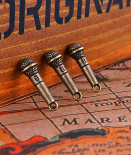 50pcs bronze microphone pendants Retro Alloy Jewelry accessories 21x6mm