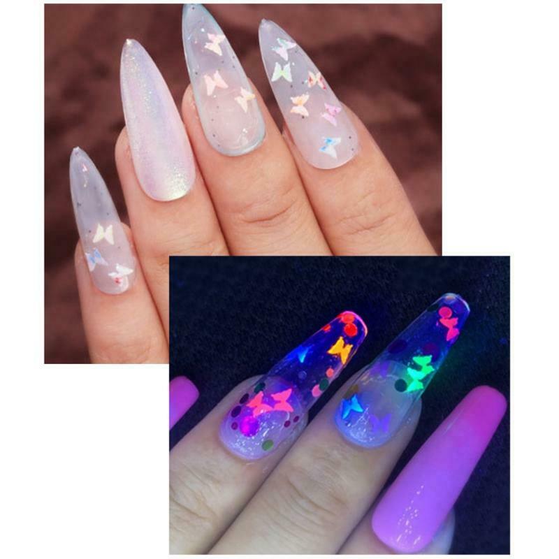 Luminous Sequins Nail Stickers Set Mixed Love butterfly five-pointed star Nail