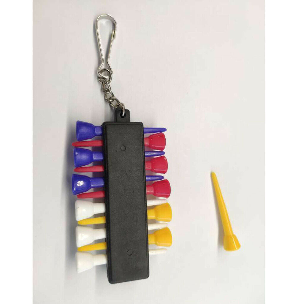 Golf Tee Holder Shelf & 12pcs 2-1/8'' Tees 3pcs Ball Marker Training Aids Equip