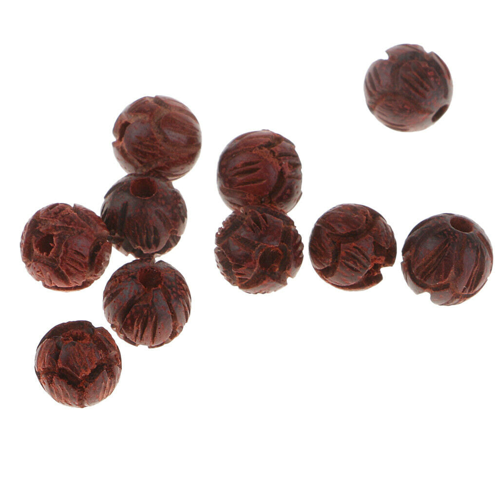 6mm Sandalwood Carved Lotus Wood Mala Beads Bracelet DIY Jewellry Findings