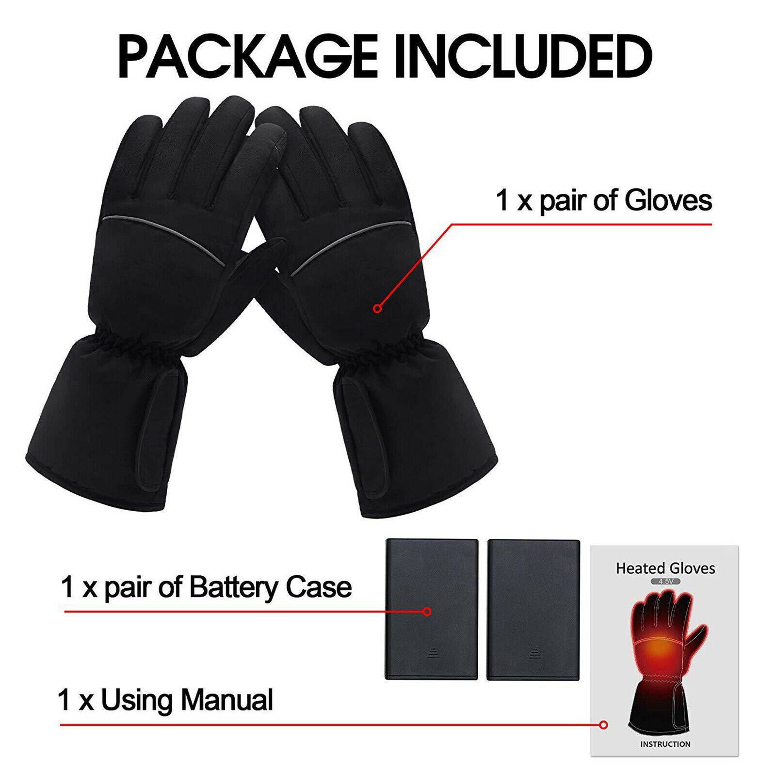 Motorcycle Electric Heated Gloves Touch Screen Winter Hand Warm Windproof No