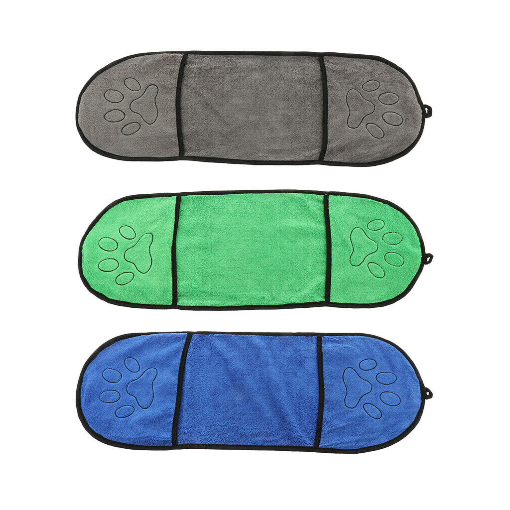 Absorbent dog dry towel made of microfiber with handbags, blue