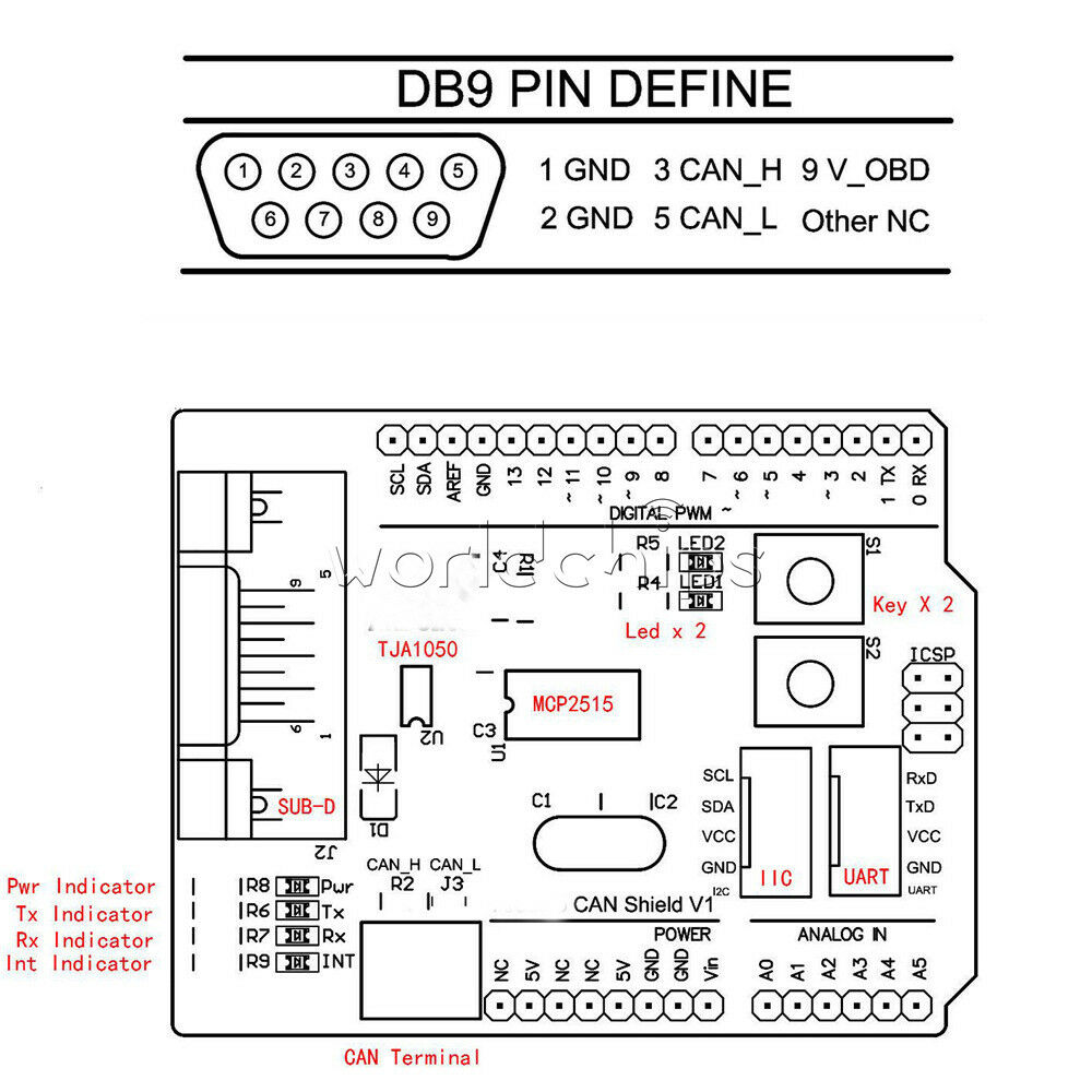 New MCP2515 Can Bus controller shield board module For arduino