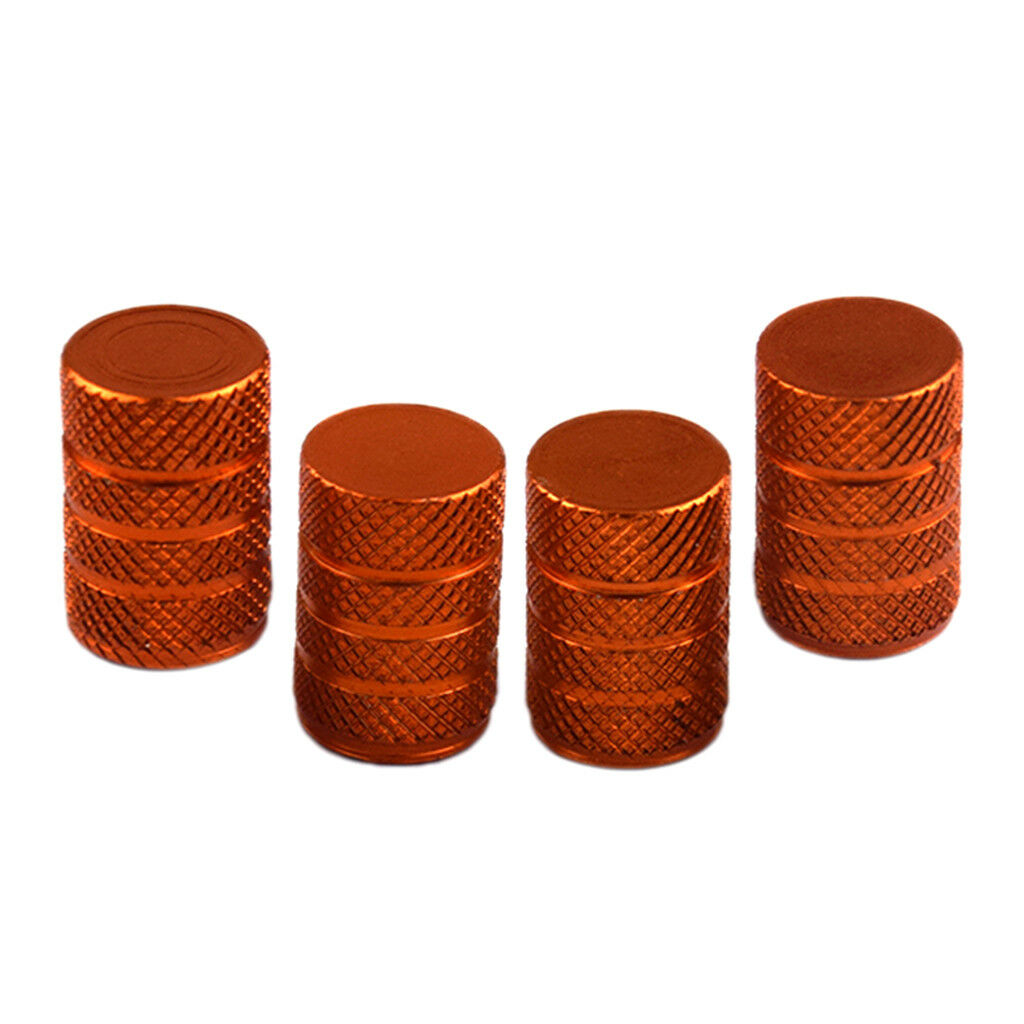 4pc Aluminum Alloy Bolt-in Car Wheel Tire Valve Stem With Dust Cap Orange
