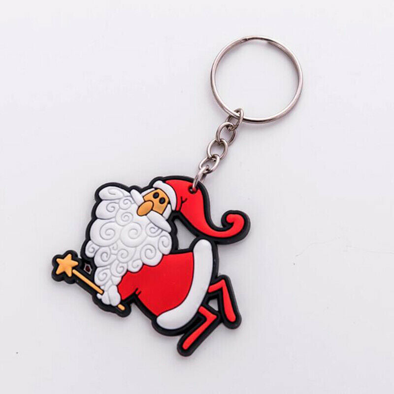6pcs Cartoon Cute Creative Santa Claus Keychain key Ring Christmas Gift Penda Pb