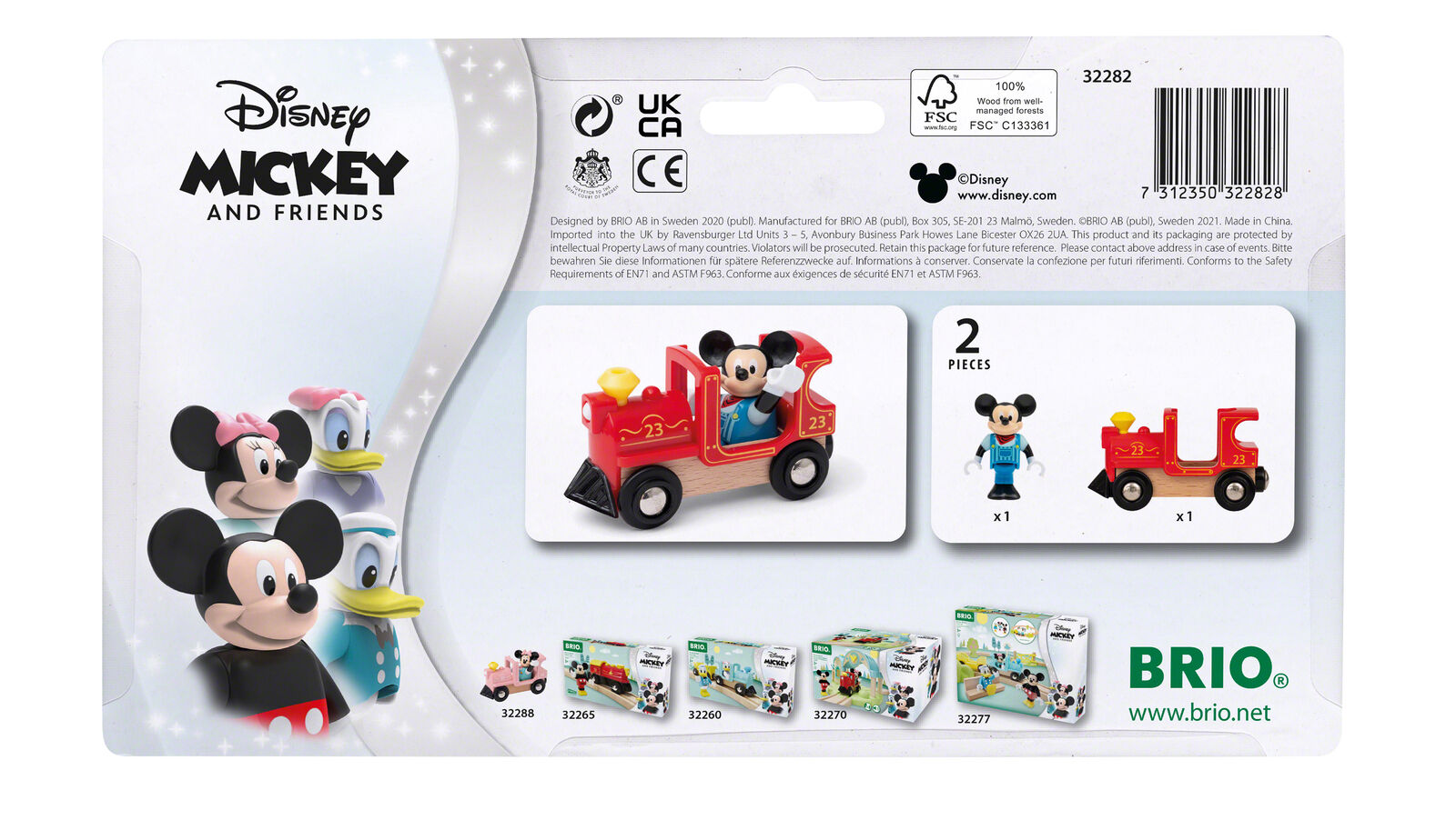 32282 BRIO Disney Mickey Mouse & Engine Set Wooden Train Track Age 3 Years+