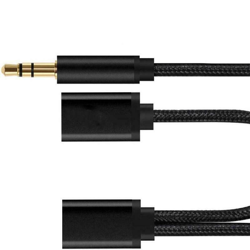 For I5 5S I6 6S I7 3.5mm 2 in 1 Aux Headphone Audio Jack Charger Cable Adapter
