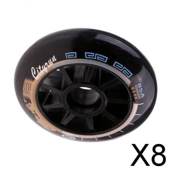 8X Speed Skating Wheels Outdoor Indoor Inline Skate Wheels Tool 90mm Black