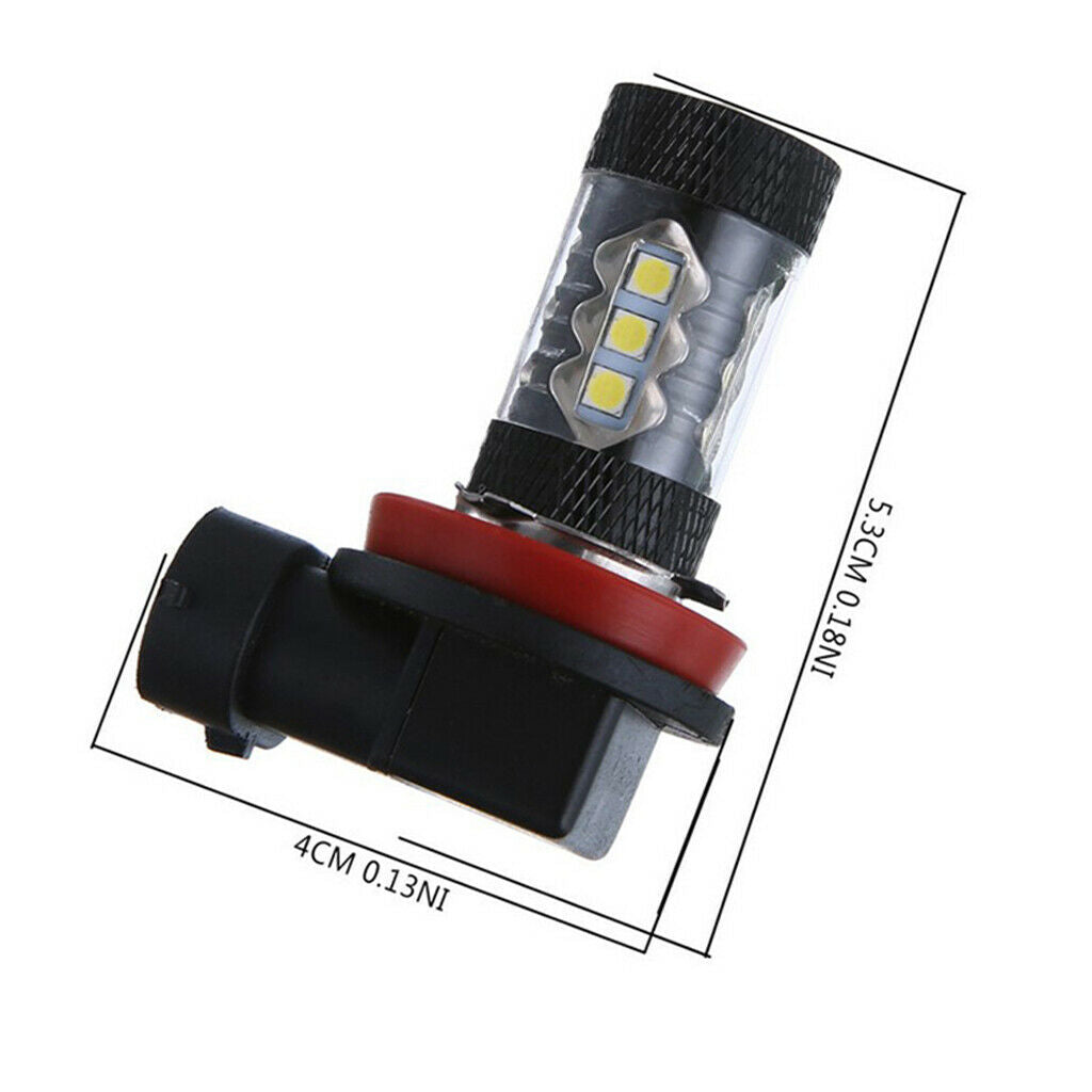 2x H8 H11 16 LED 80W 6500K Power Fog Light Bulbs - Cool White