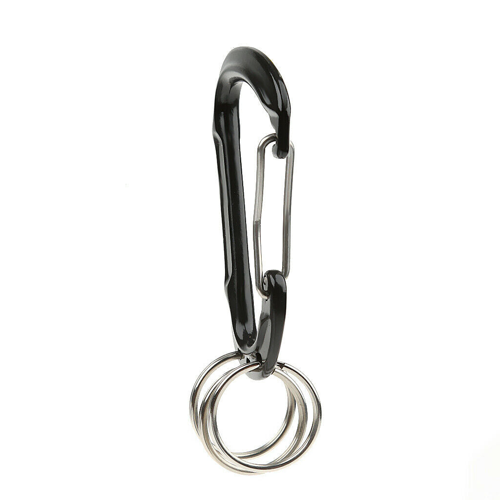Outdoor Carabiner Spring Backpack Belt Clip Key Chain Aluminum - Black