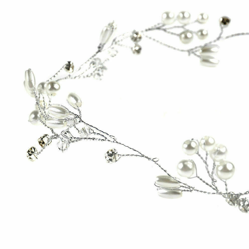 Pearls Wedding Hair Vine Crystal Bridal Accessories Diamante Headpiece AU