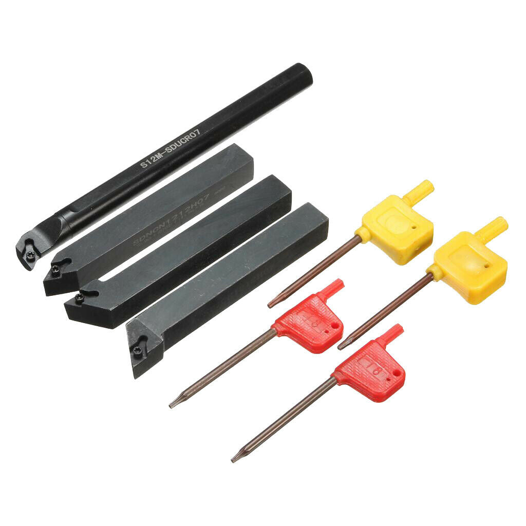 Set of 4pcs 12mm CNC Lathe Turning Tool Holder Boring Bar Set with Wrench