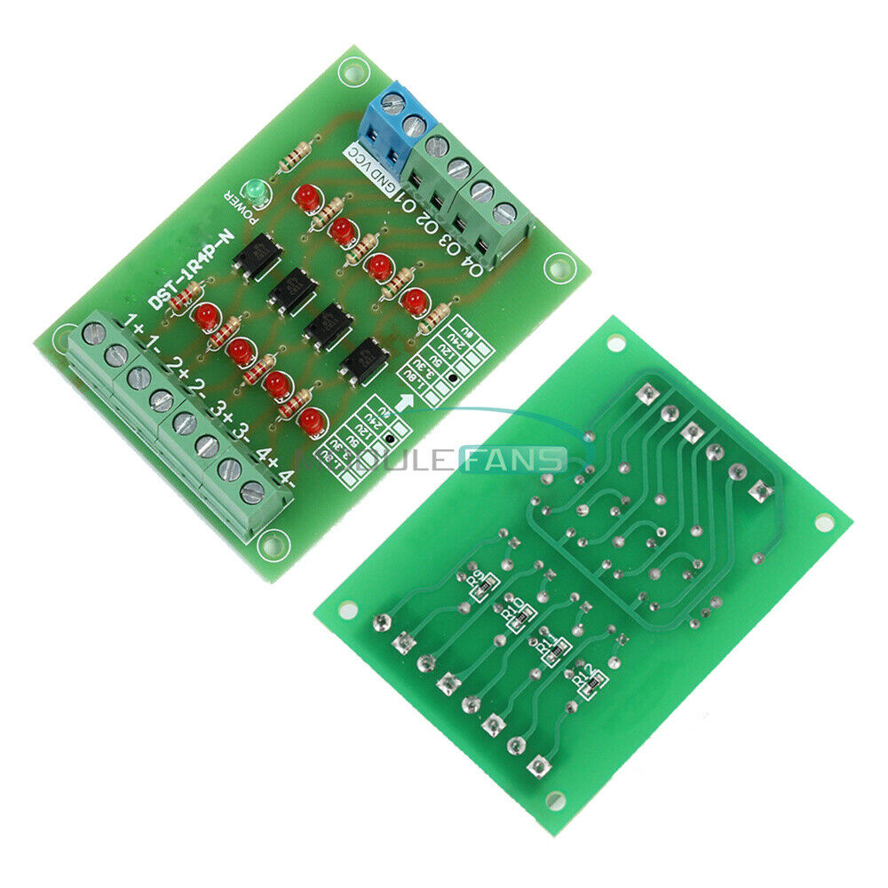 5V-24V 4-Channel PLC Signal Converter Level Voltage Board 4-Bit Optocoupler
