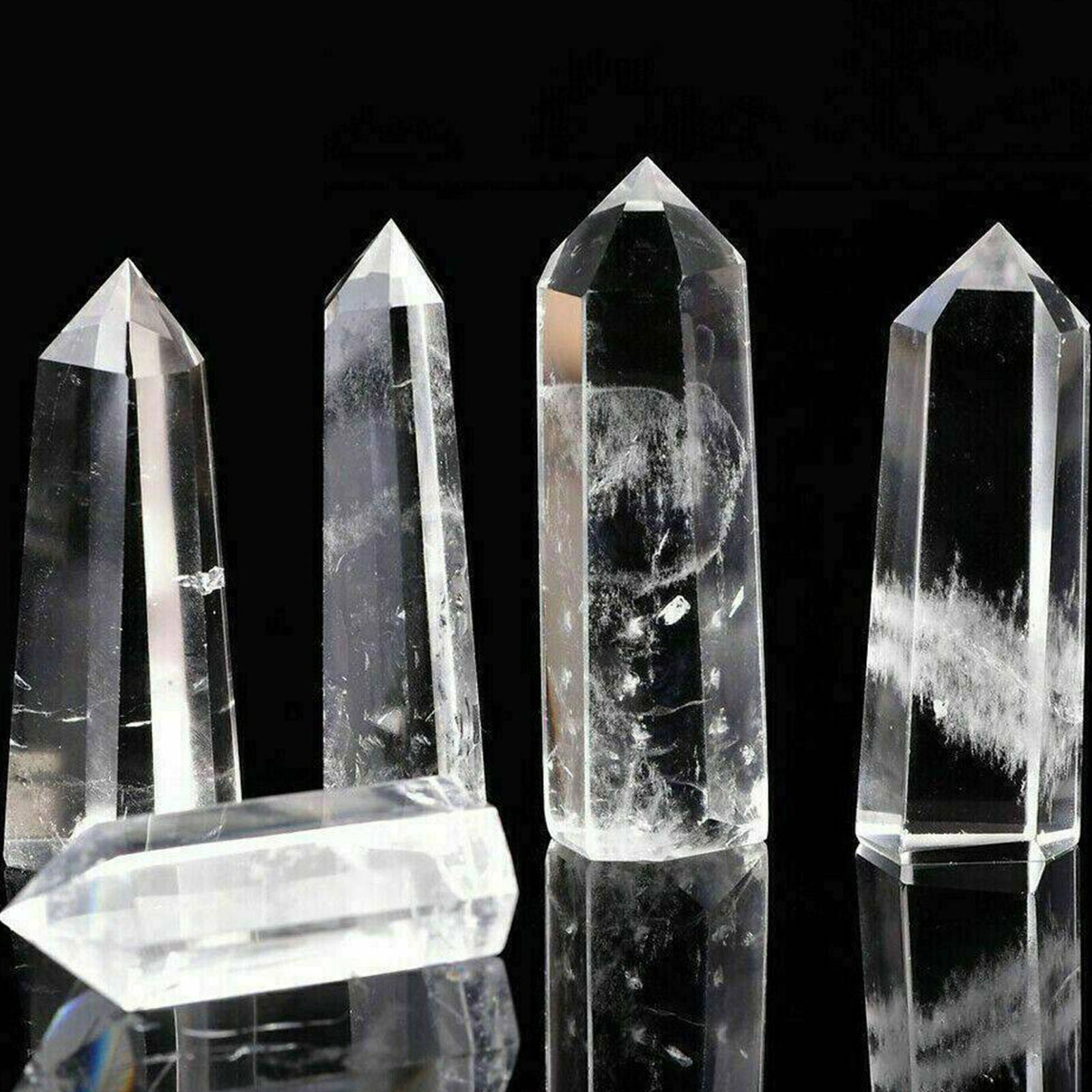 Clear Quartz Crystal Point Natural Wand Specimen Reiki Healing Stone 60-70mm.