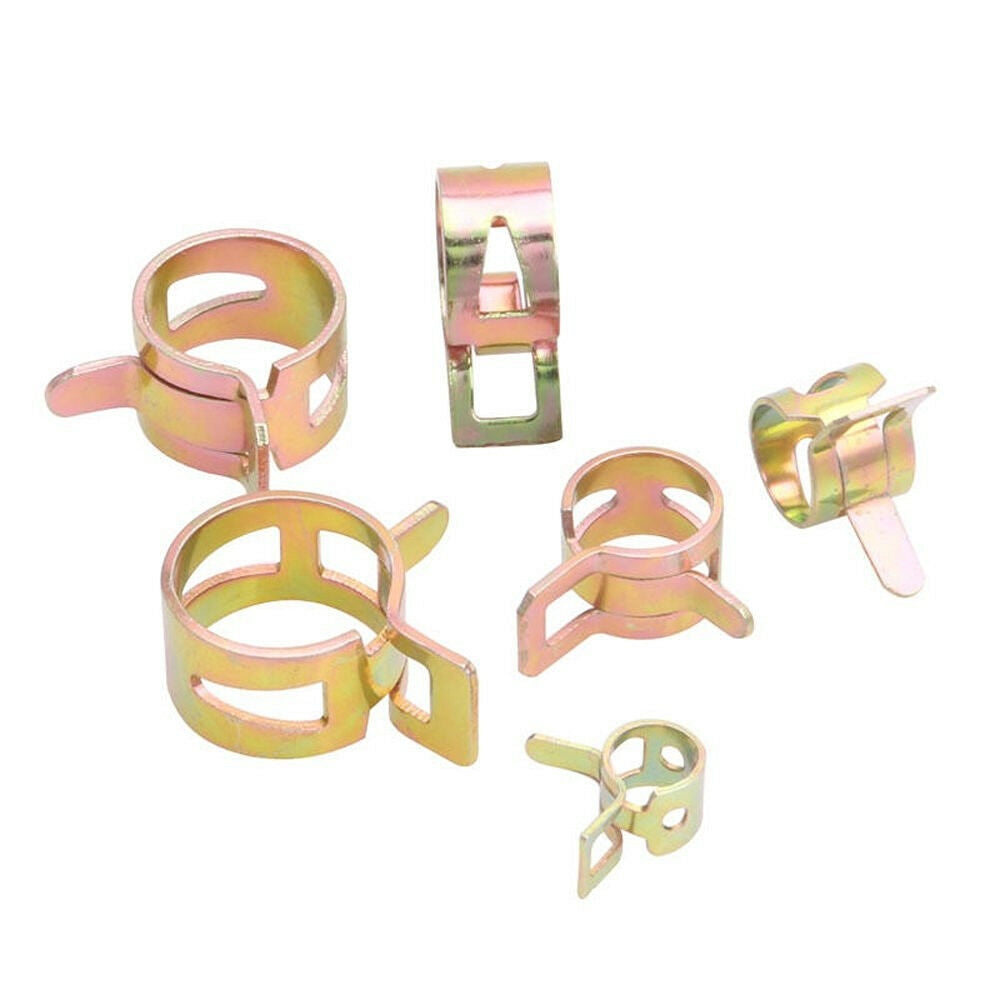 100Pcs 6-22mm Fuel Oil Water Hose Pipe Tube Spring Clip Clamp Fastener 10 Sizes