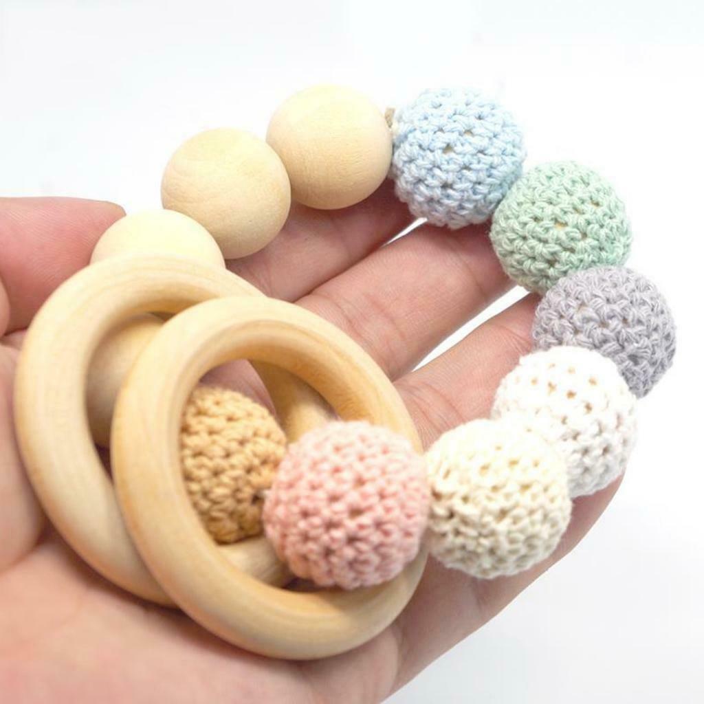 20x Smooth 65mm + 20x 50mm Natural Solid Wood Wooden Rings for Baby Teethers