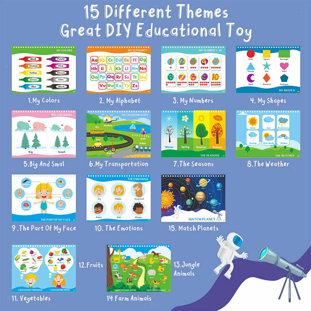 Quiet Busy Book 15 Themes Logical Thinking Multifunctional Activities Binder for