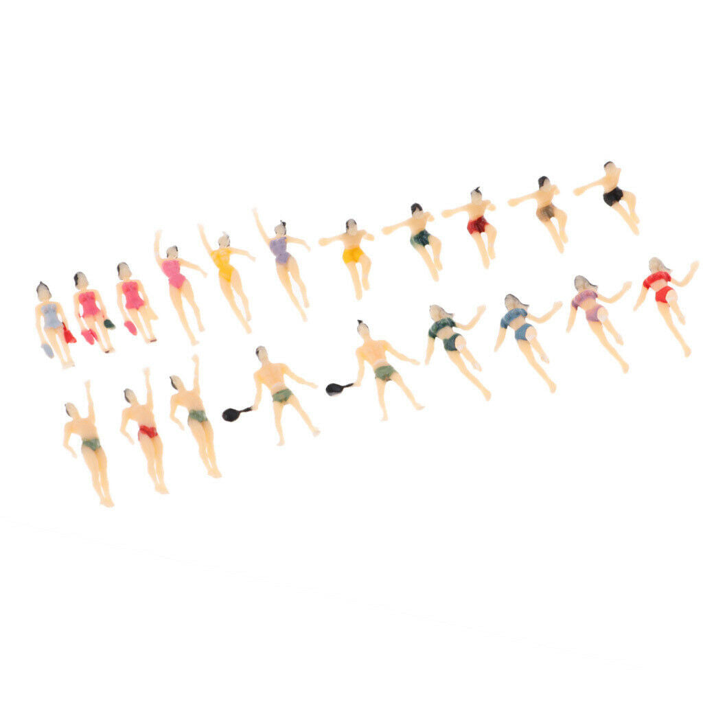 40x Plastic HO 1:100 Peoples Swimmer Set Parking Railway Scenery Decor