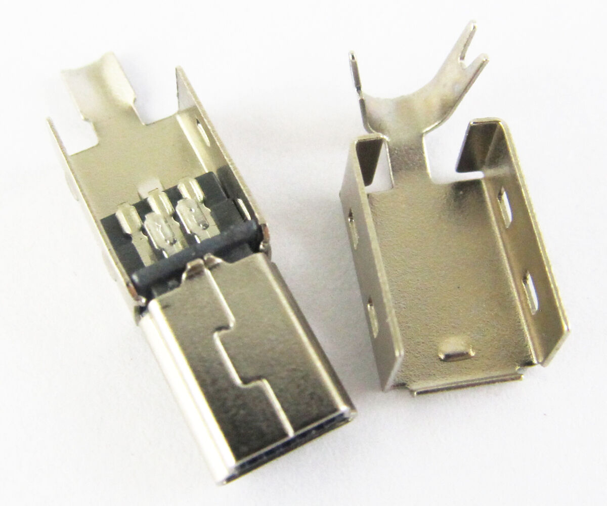 100 pcs Mini USB Plug Male Socket Connector 5 Pin, Metal