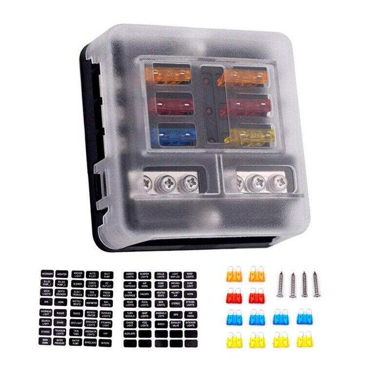 6-Way Waterproof Fuse Block,with LED Indicator 12 Circuits with Negative MarinR8