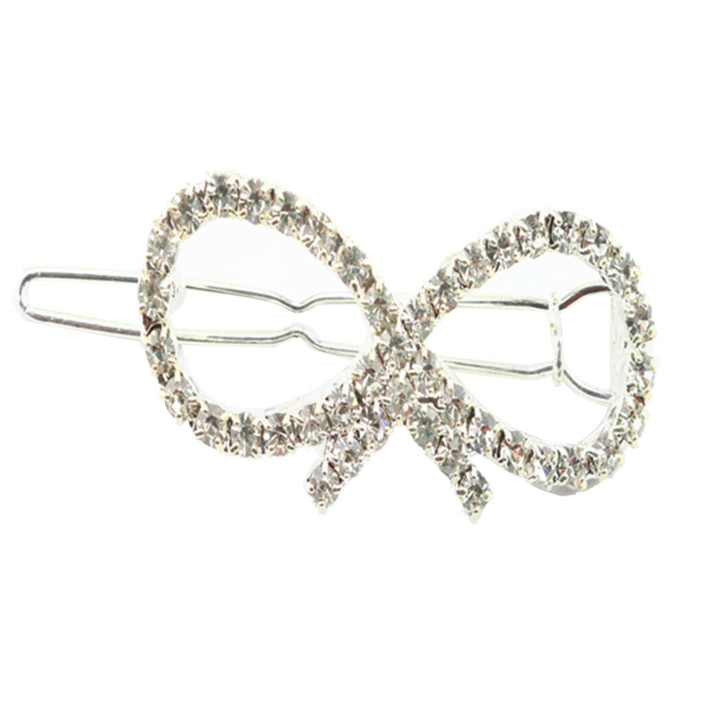Elegant Bowknot Crystal Barrettes Hair Clip Hairpin Headpiece for Women